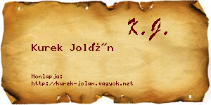 Kurek Jolán névjegykártya